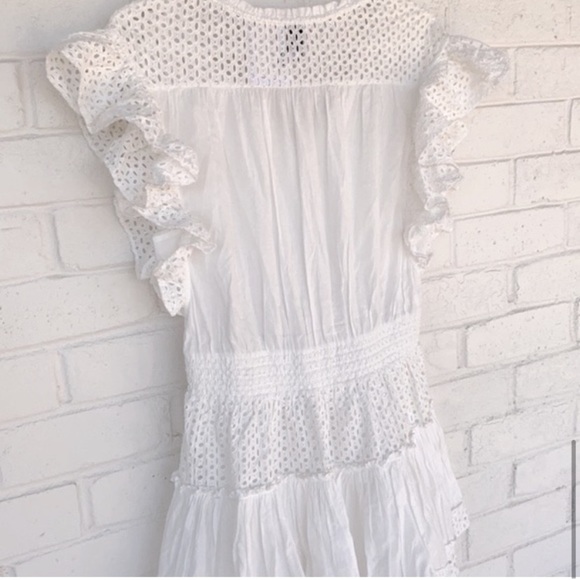 NWT MISA Los Angeles Sarika Dress Ivory Cotton Ruffle S - Picture 10 of 12